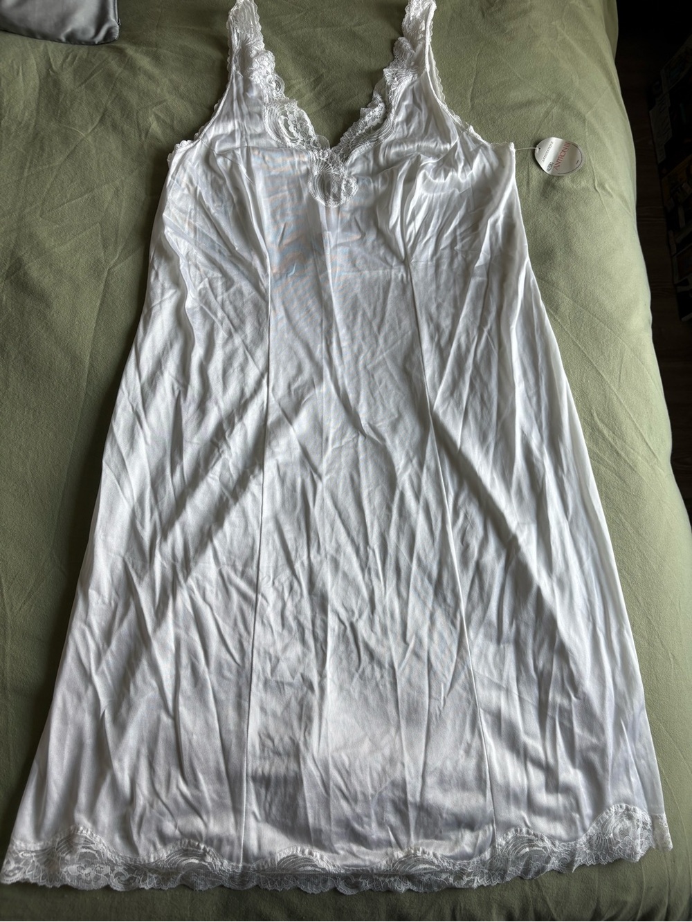 VTG NWT Love Lines Antron III White Lace Full Slip Dress Size 46 XL 2X Deadstock